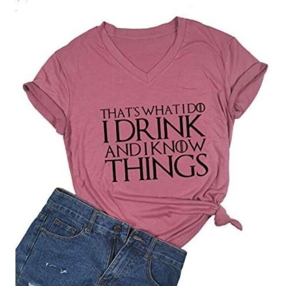 Womens That's What I Do I Drink and I Know Things Graphic Tee Shirt - Sz M - Picture 1 of 2